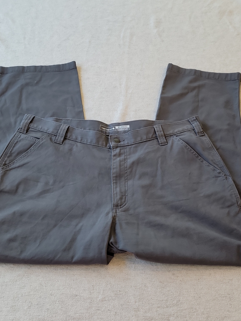Carhartt Work Pants Men's 40x30 Relaxed Fit Rugged Flex Gray Canvas BN2291-M